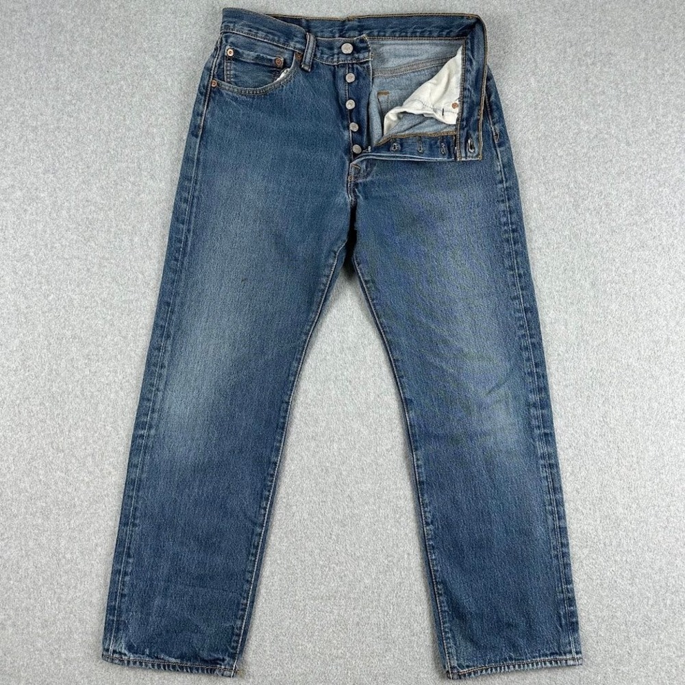Vintage‎ Y2k Levis 501 XX Mens 33x32 Button Fly Blue Denim Med Wash